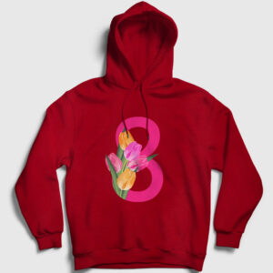8 Mart Kapşonlu Sweatshirt kırmızı