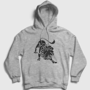 Aslan Kapşonlu Sweatshirt gri kırçıllı