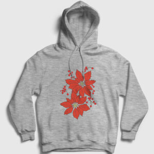 Atatürk Çiçeği Kapşonlu Sweatshirt gri kırçıllı