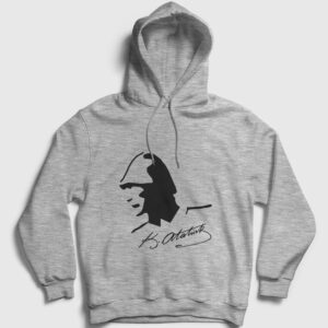 Atatürk Kapşonlu Sweatshirt gri kırçıllı