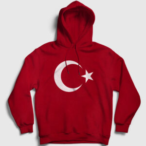 Ay Yıldızlı Kapşonlu Sweatshirt kırmızı