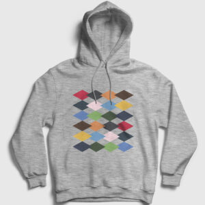 Baklava Desenli Kapşonlu Sweatshirt gri kırçıllı
