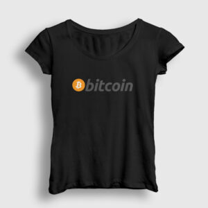 Bitcoin Logosu Kadın Tişört siyah