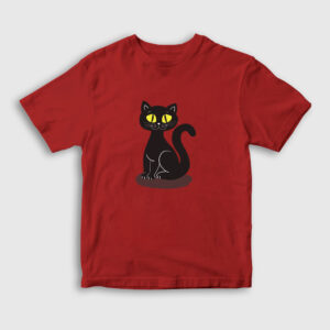 Black Cat Çocuk Tişört kırmızı