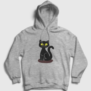 Black Cat Kapşonlu Sweatshirt gri kırçıllı