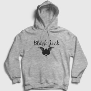 Blackjack Kapşonlu Sweatshirt gri kırçıllı