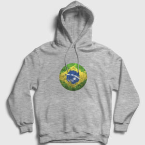 Brezilya Bayrağı Kapşonlu Sweatshirt gri kırçıllı