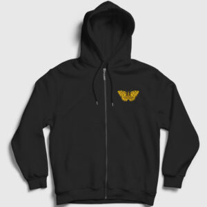 Butterfly Fermuarlı Kapşonlu Sweatshirt siyah