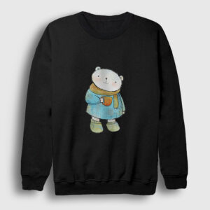 Çay İçen Kutup Ayısı Sweatshirt siyah