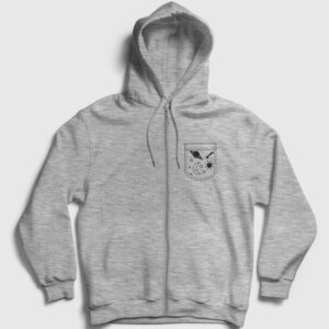Cebimde Gezegenler Fermuarlı Kapşonlu Sweatshirt gri kırçıllı