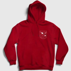 Cebimde Gezegenler Kapşonlu Sweatshirt kırmızı