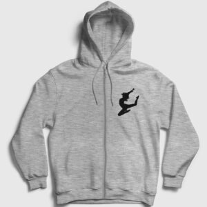 Cheerleader Fermuarlı Kapşonlu Sweatshirt gri kırçıllı