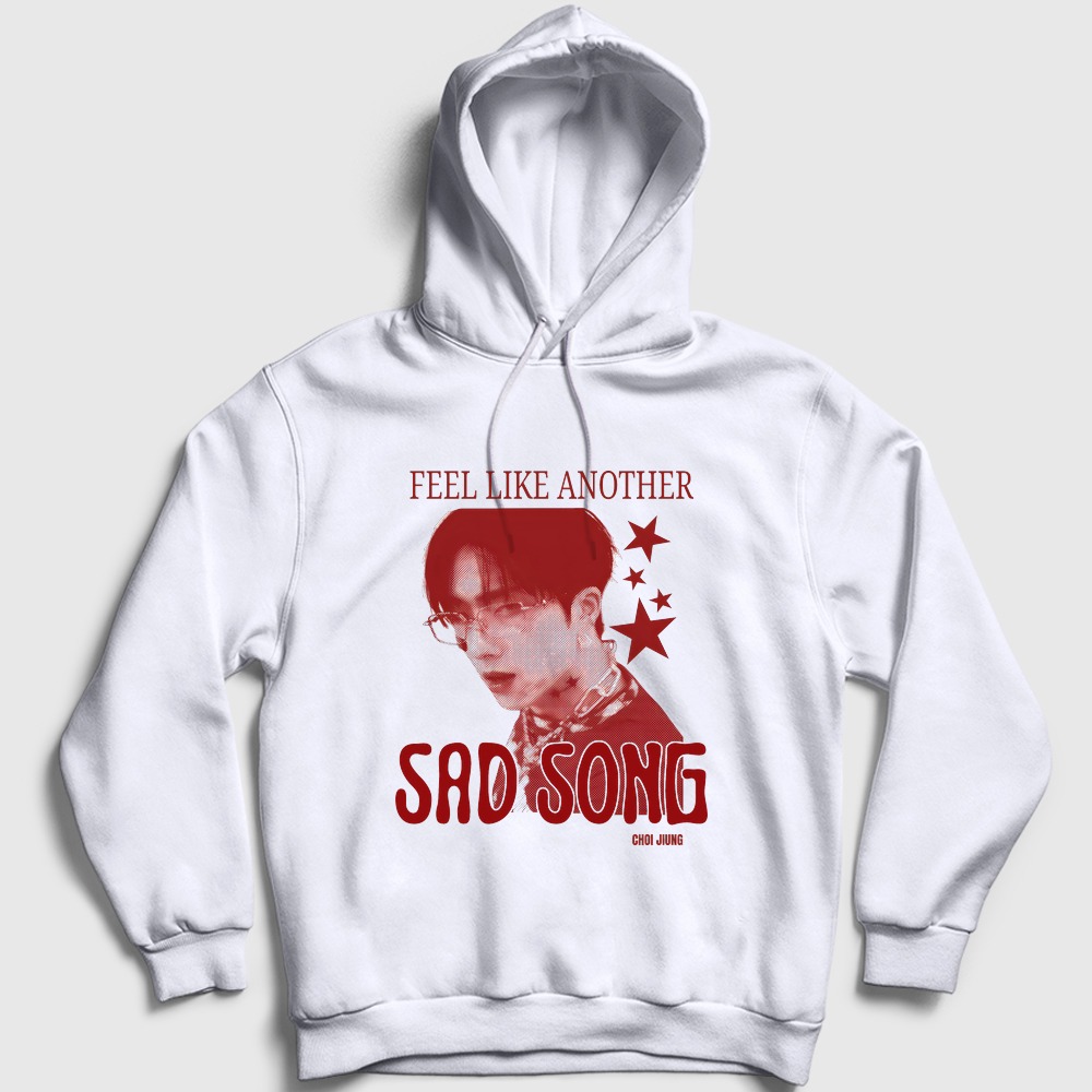 Choi Jiung Sad Song K-Pop P1harmony Kapşonlu Sweatshirt Beyaz