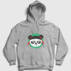 Çinli Panda Kapşonlu Sweatshirt gri kırçıllı