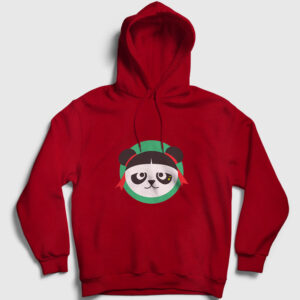 Çinli Panda Kapşonlu Sweatshirt kırmızı