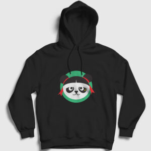 Çinli Panda Kapşonlu Sweatshirt siyah