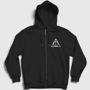 Circle Inside Triangle Fermuarlı Kapşonlu Sweatshirt siyah