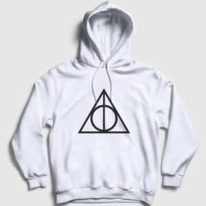 Circle Inside Triangle Kapşonlu Sweatshirt beyaz