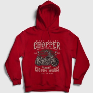 Custom Chopper Kapşonlu Sweatshirt kırmızı