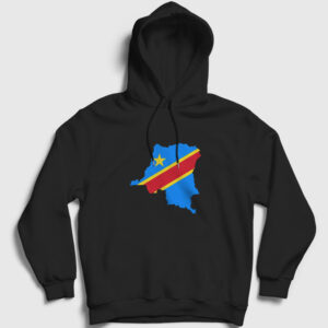 Demokratik Kongo Cumhuriyeti Kapşonlu Sweatshirt siyah