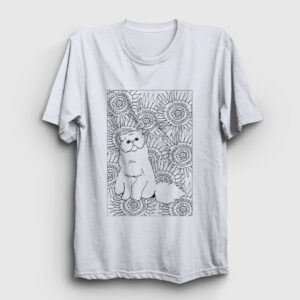Desenli Kedi Tişört beyaz