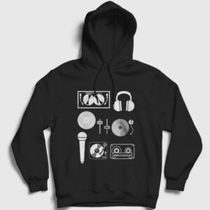 DJ Kapşonlu Sweatshirt siyah