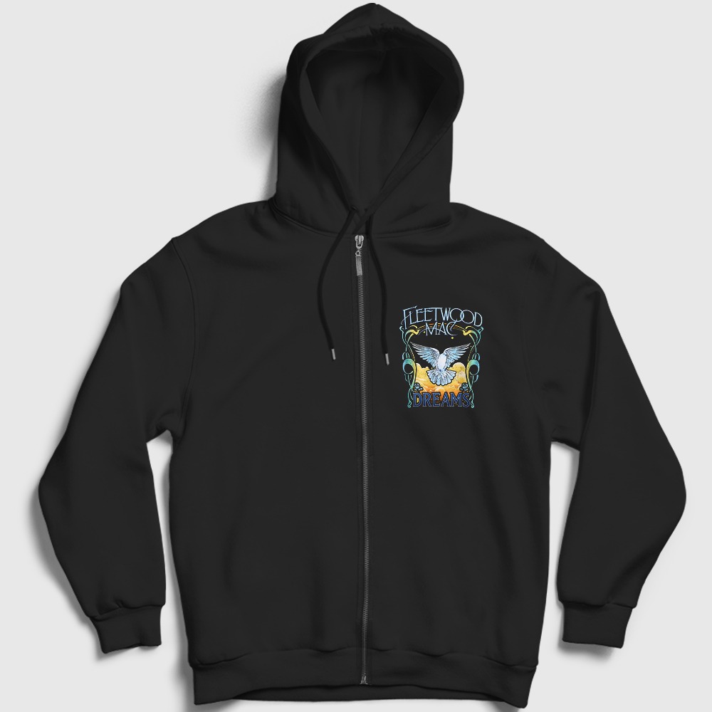 Dreams Rock Fleetwood Mac Fermuarlı Kapşonlu Sweatshirt Siyah