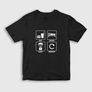 Eat Sleep Loot Repeat Çocuk Tişört siyah