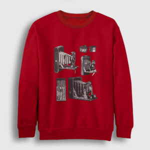 Eski Fotoğraf Makinesi Sweatshirt kırmızı