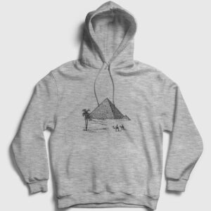 Eskiz Piramitler Kapşonlu Sweatshirt gri kırçıllı