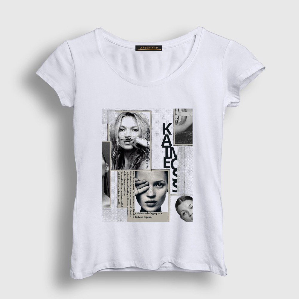 Fashion Legend Kate Moss Model Kadın Tişört Beyaz