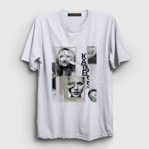 Fashion Legend Kate Moss Model Tişört Beyaz