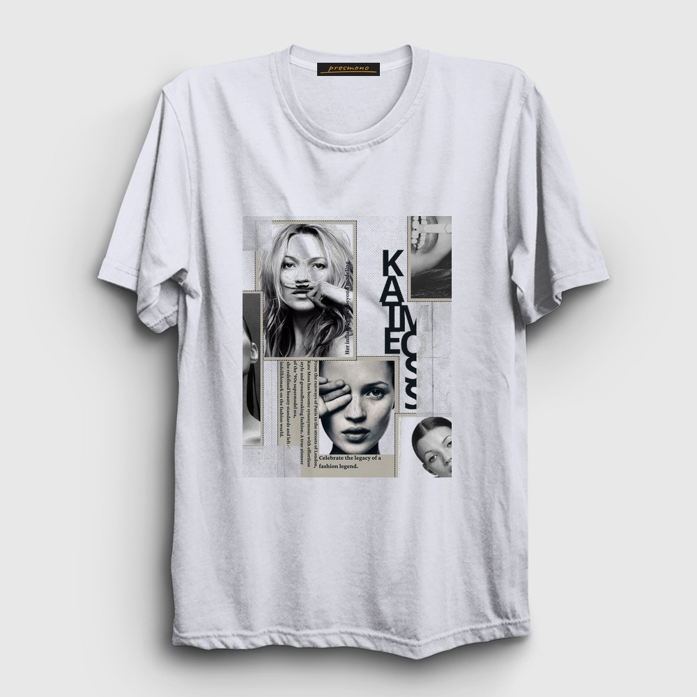 Fashion Legend Kate Moss Model Tişört Beyaz