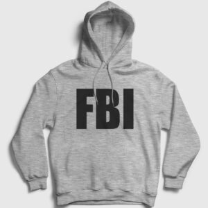 FBI Kapşonlu Sweatshirt gri kırçıllı