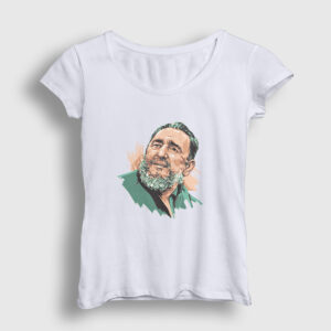 Fidel Castro Çizim Kadın Tişört beyaz