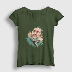 Fidel Castro Çizim Kadın Tişört haki