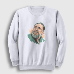 Fidel Castro Çizim Sweatshirt beyaz