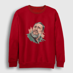 Fidel Castro Çizim Sweatshirt kırmızı