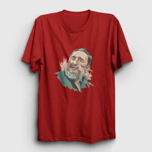 Fidel Castro Çizim Tişört kırmızı