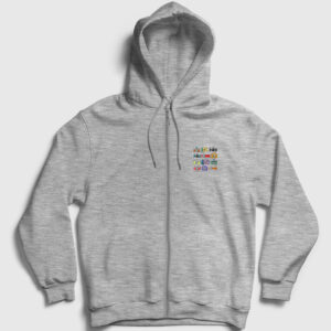 Fotoğraf Makineleri Fermuarlı Kapşonlu Sweatshirt gri kırçıllı