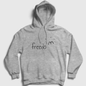 Freedom Kuşlar Kapşonlu Sweatshirt gri kırçıllı