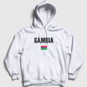 Gambia Bayrağı Kapşonlu Sweatshirt beyaz