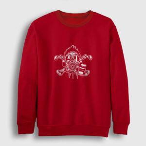Gaz Maskesi Çapraz Kemik Sweatshirt kırmızı