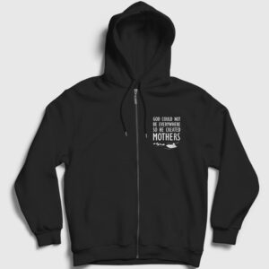 God Created Mothers Fermuarlı Kapşonlu Sweatshirt siyah