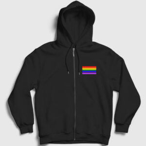 Gökkuşağı Logo Fermuarlı Kapşonlu Sweatshirt siyah