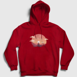 Gün Batımı Kapşonlu Sweatshirt kırmızı