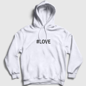 Hashtag Love Kapşonlu Sweatshirt beyaz