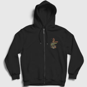 Hayaletli Ev Fermuarlı Kapşonlu Sweatshirt siyah
