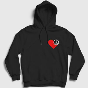 Heart and Peace Kapşonlu Sweatshirt siyah
