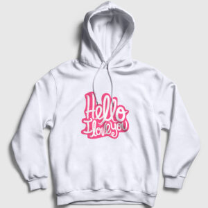 Hello I love You Kapşonlu Sweatshirt beyaz